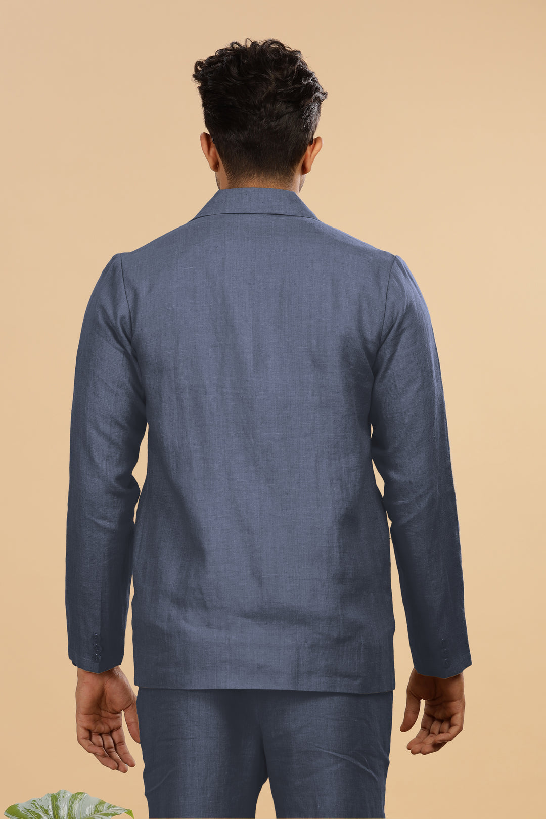 Wade - Deconstructed Pure Linen Jacket - Dark Blue Grey