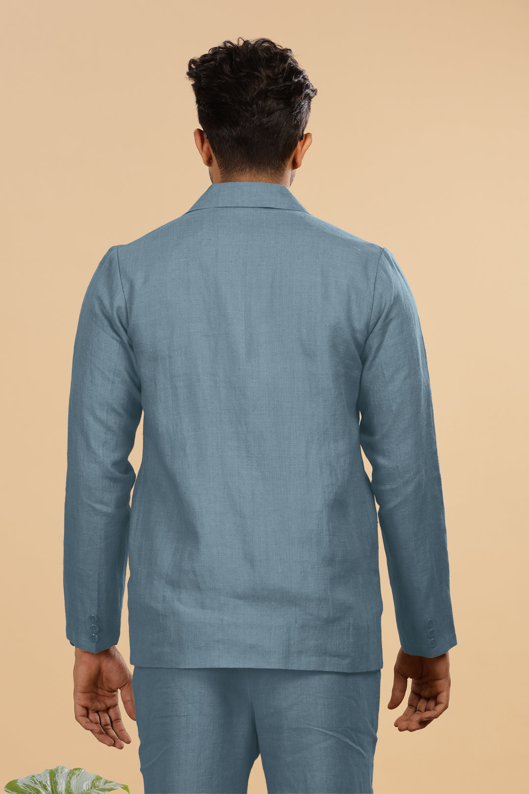 Wade - Deconstructed Pure Linen Jacket - Light Blue Grey