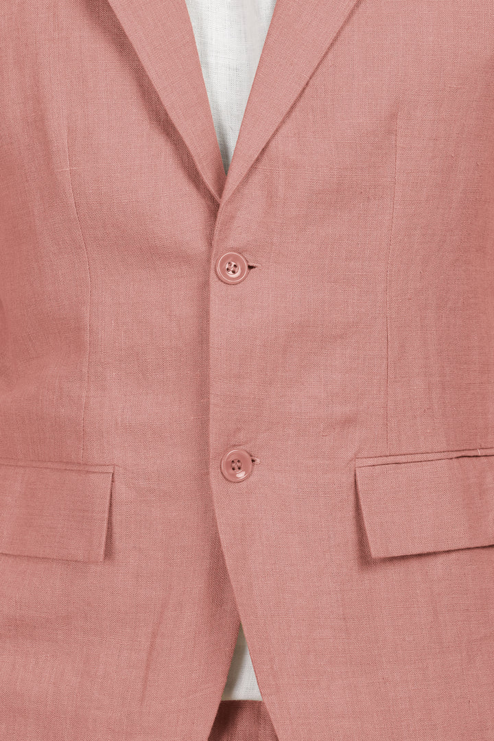 Wade - Deconstructed Pure Linen Jacket - Rose Pink