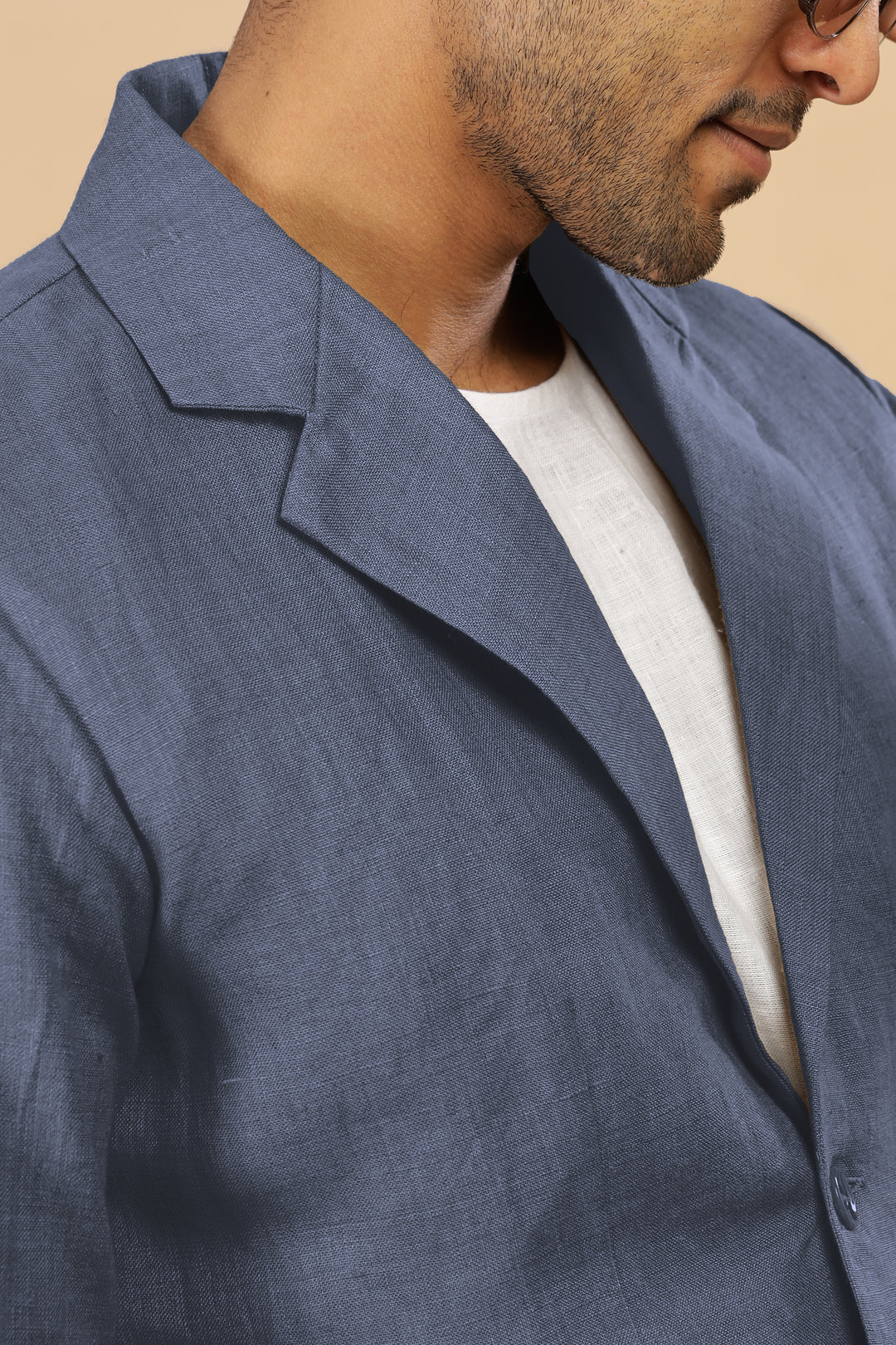 Wade - Deconstructed Pure Linen Jacket - Dark Blue Grey