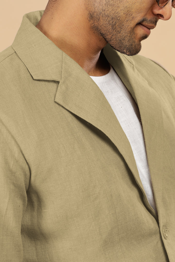 Wade - Deconstructed Pure Linen Jacket - Sage Green