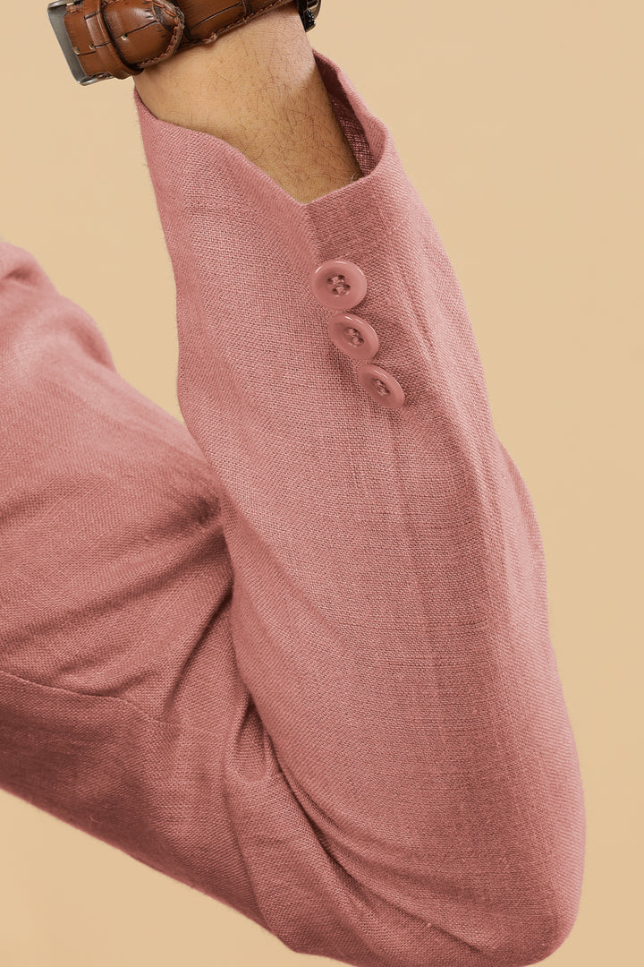 Wade - Deconstructed Pure Linen Jacket - Rose Pink