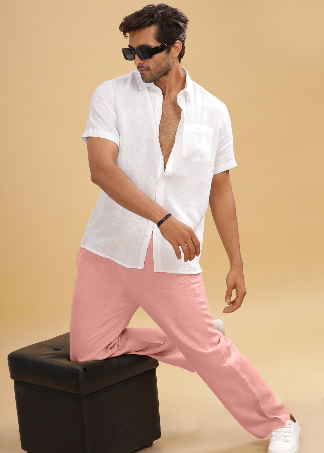 Breeze- Linen Casual Elastic Pants - Rose Pink