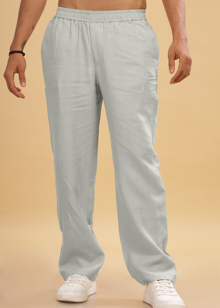 Breeze- Linen Casual Elastic Pants - Powder Blue