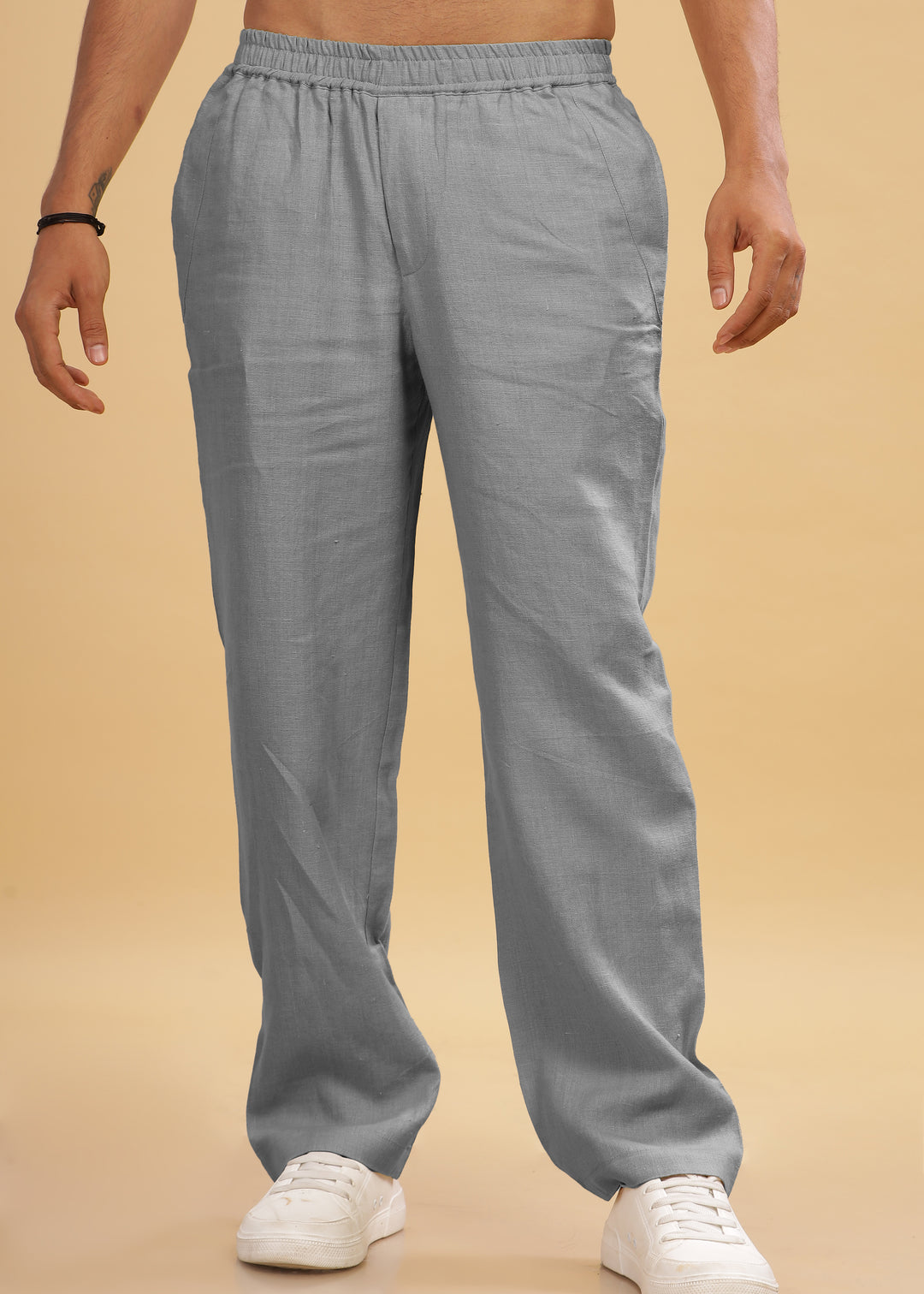 Breeze- Linen Casual Elastic Pants - Ash Grey