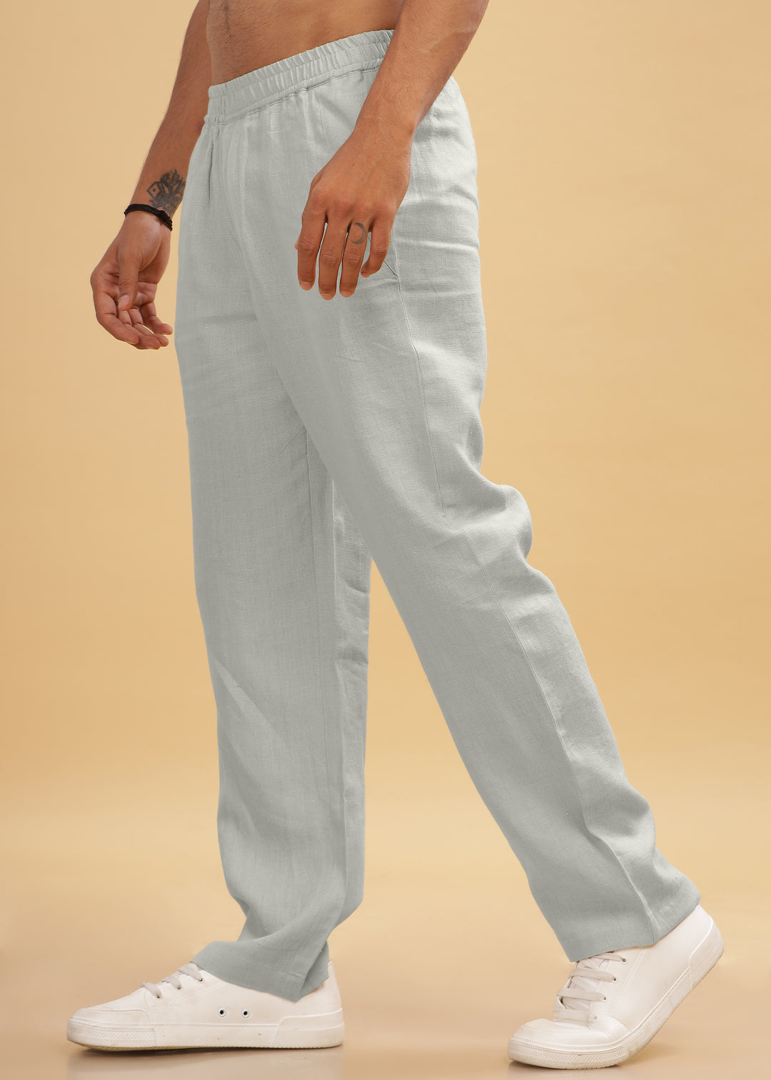 Breeze- Linen Casual Elastic Pants - Powder Blue