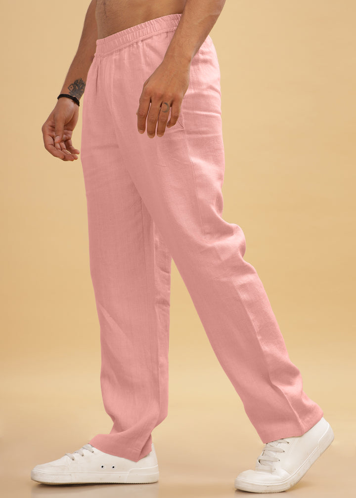 Breeze- Linen Casual Elastic Pants - Rose Pink