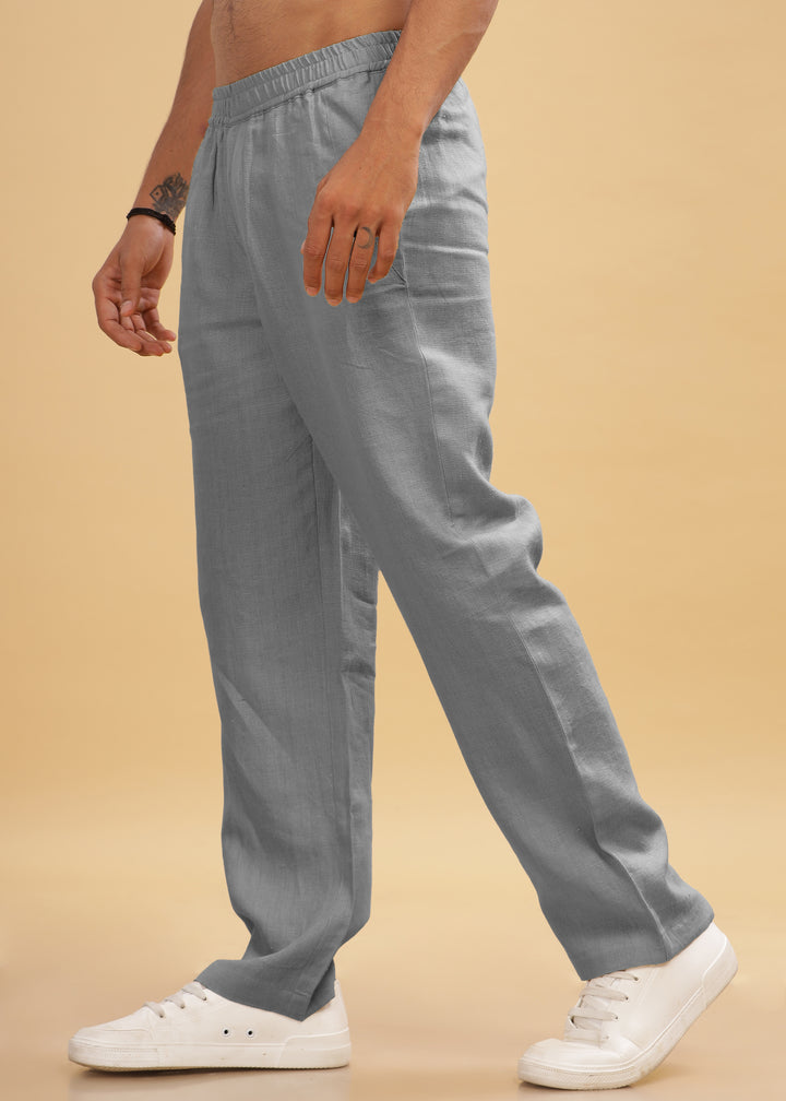 Breeze- Linen Casual Elastic Pants - Ash Grey