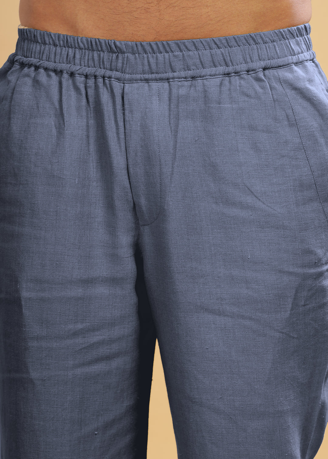 Breeze- Linen Casual Elastic Pants - Dark Blue Grey