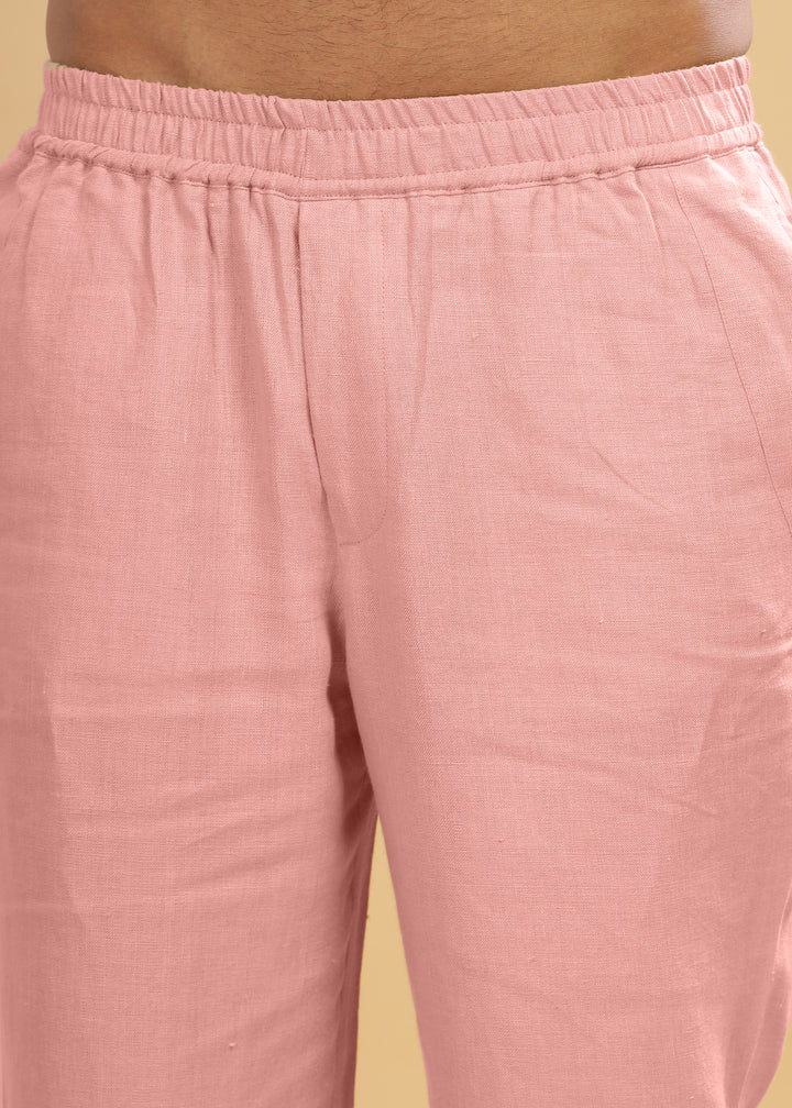 Breeze- Linen Casual Elastic Pants - Rose Pink