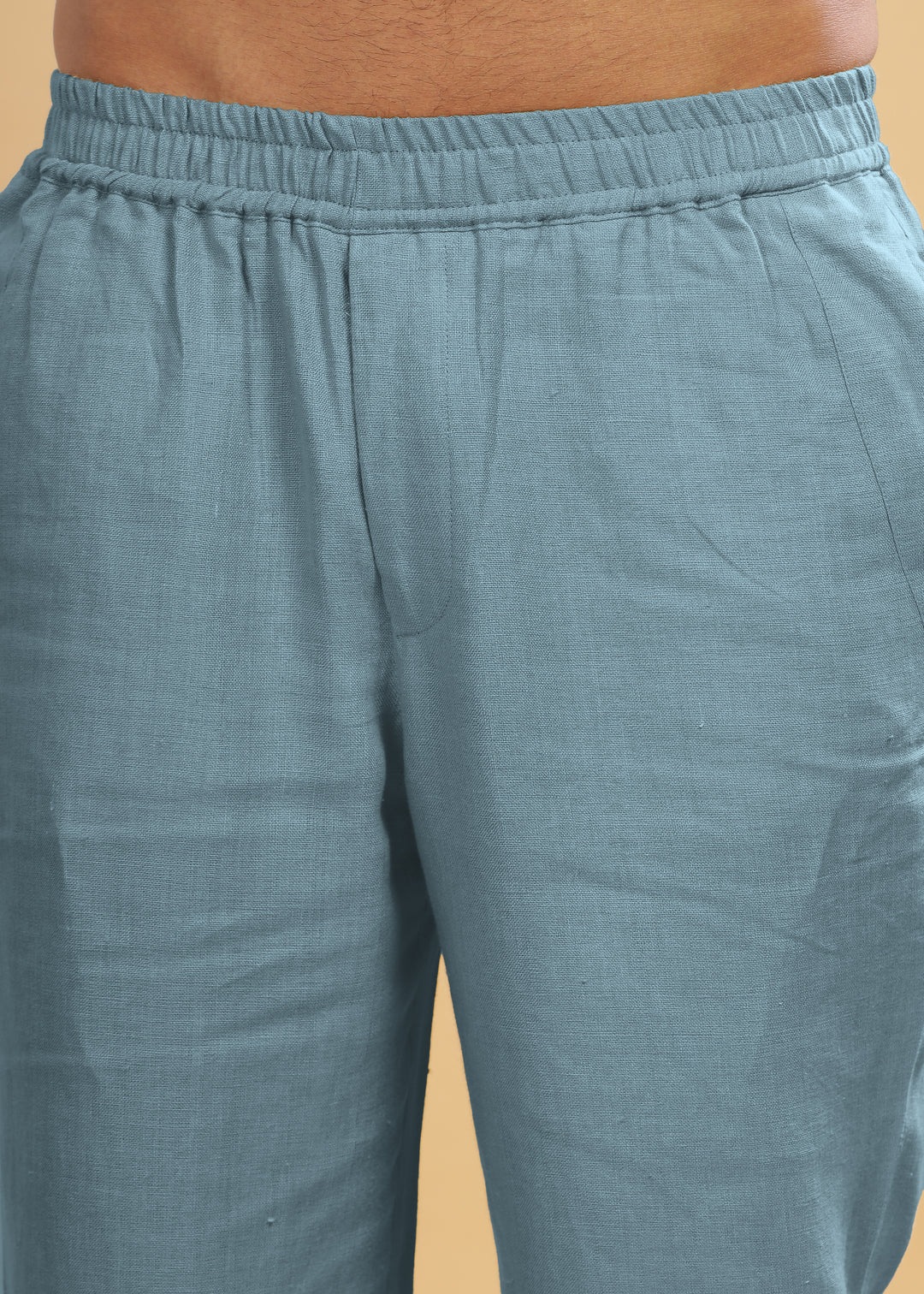 Breeze- Linen Casual Elastic Pants - Light Blue Grey