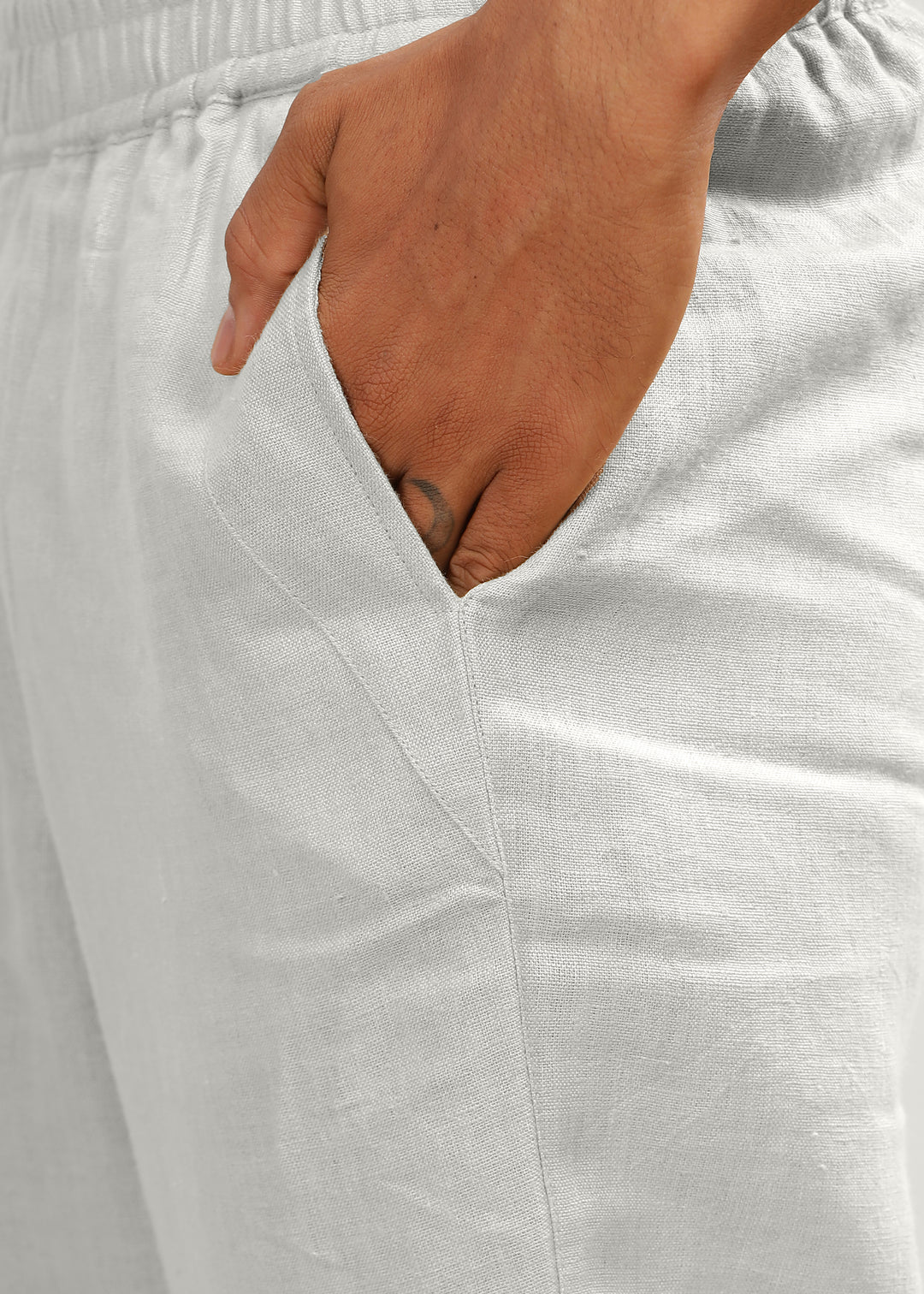 Breeze- Linen Casual Elastic Pants - Powder Blue