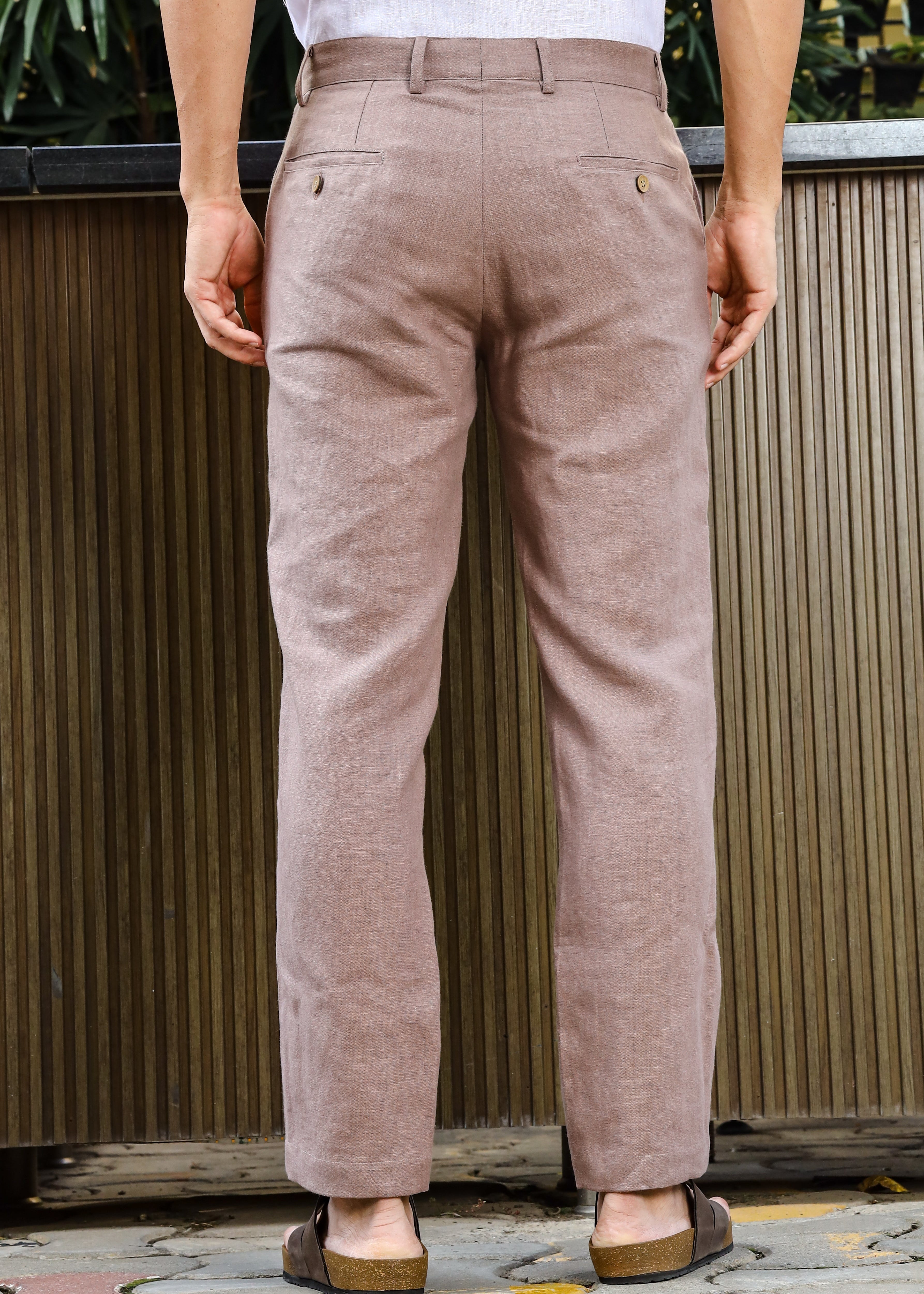 Muted Brown Pure Linen Pants by Linen Trail Muted Brown Pure Linen Pants by Linen Trail