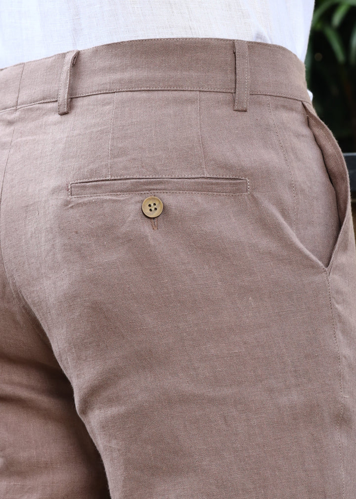 Ian Pure Linen Trousers - Muted Brown