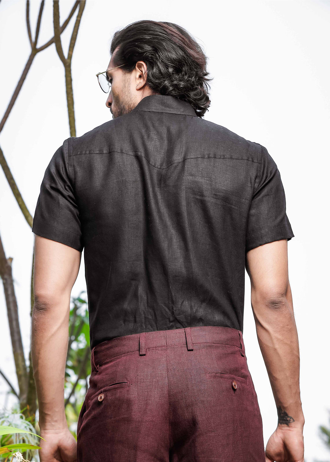 Thomas - Pure Linen Double Pocket Short Sleeve Shirt - Black (Factory Rescue)