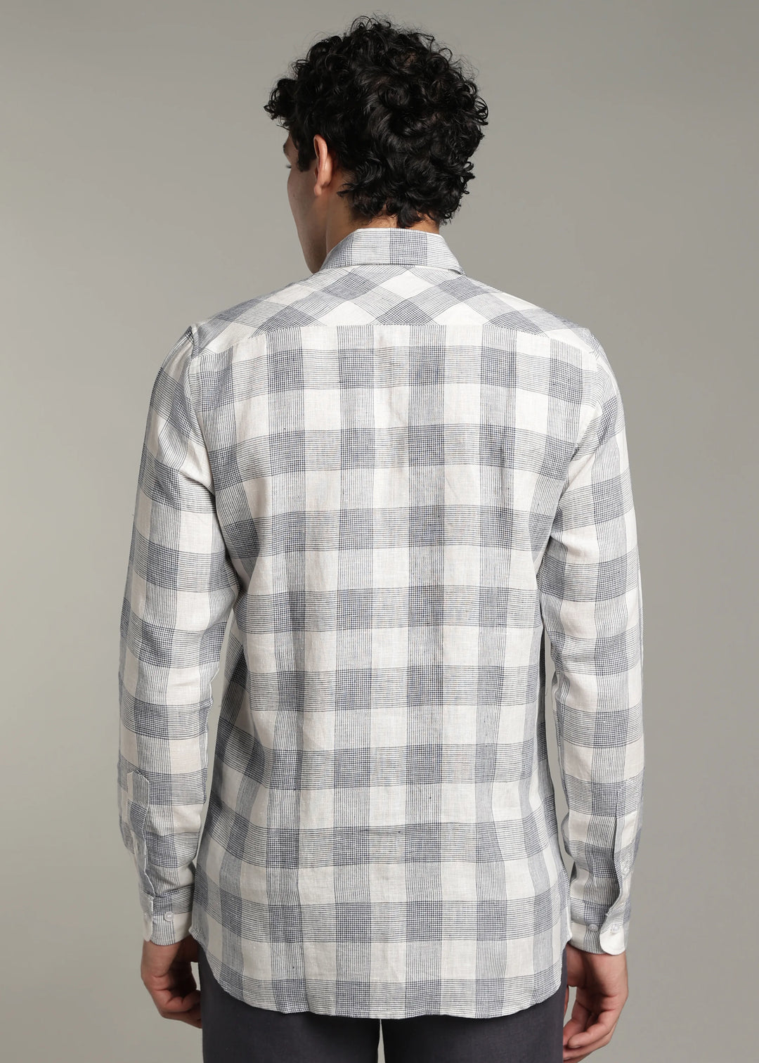 Glen - Pure Linen Full Sleeve Checks Shirt - White
