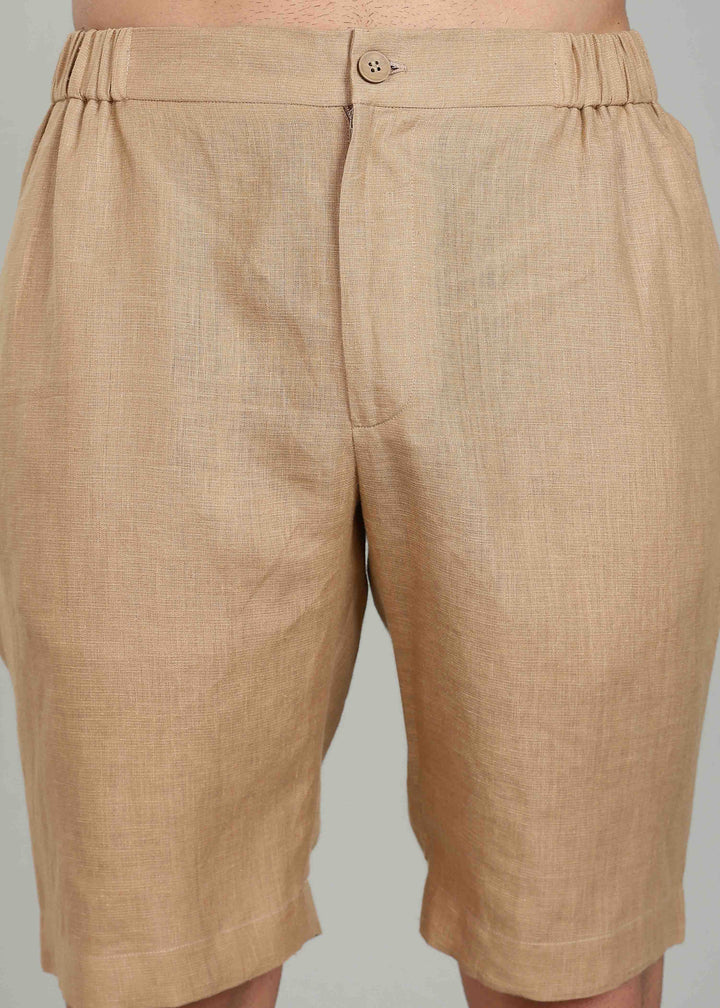 Milo Shorts - Pure Linen Shorts - Oakwood Brown