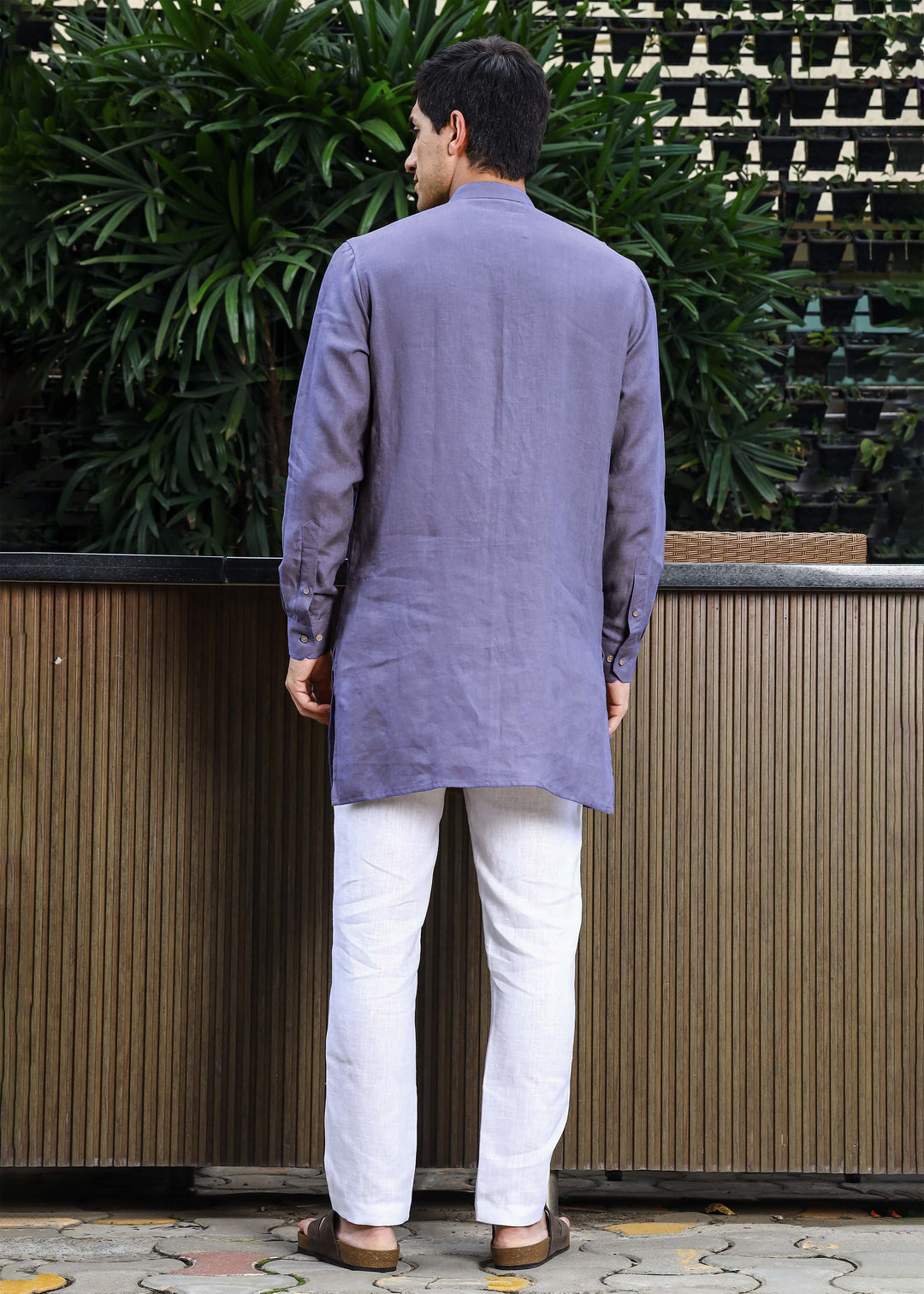 Yash Kurta - Pure Linen Kurta with Floral Embroidery | Lavender Violet
