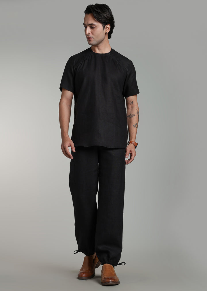 Kohl - Pure Linen Double Zip T-Shirt - Black