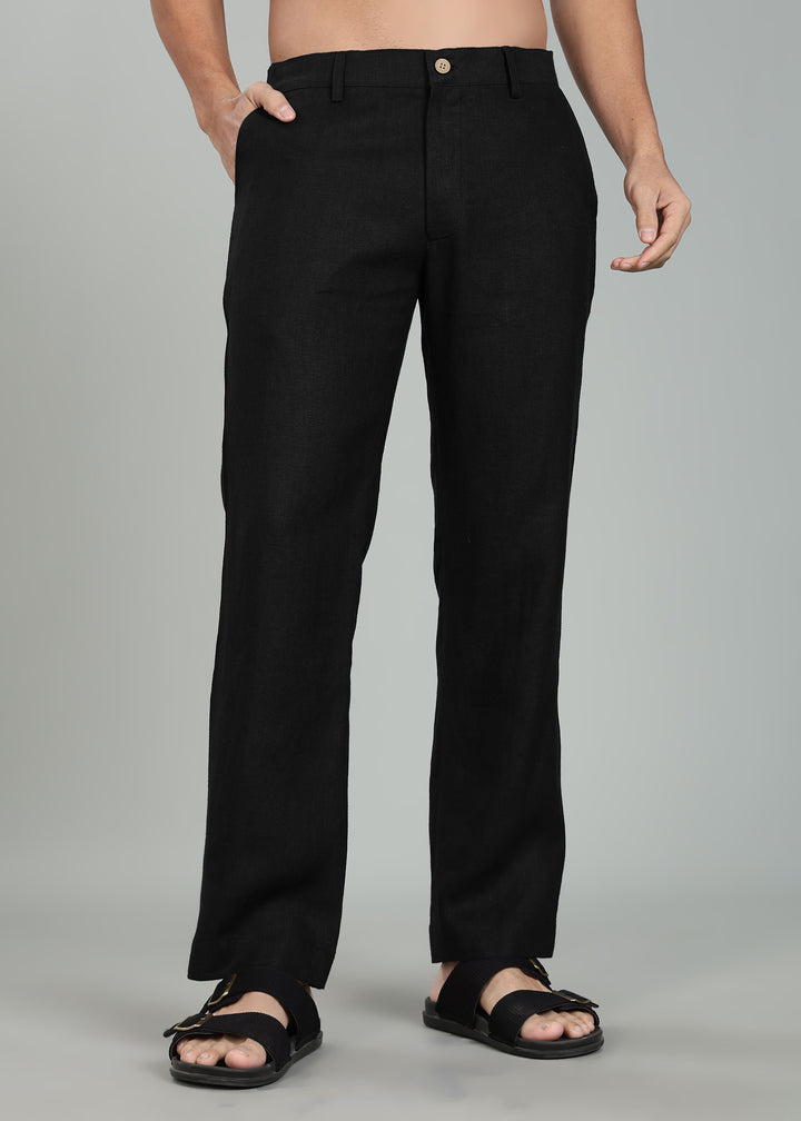 Ray Pants - Pure Linen Pants - Black