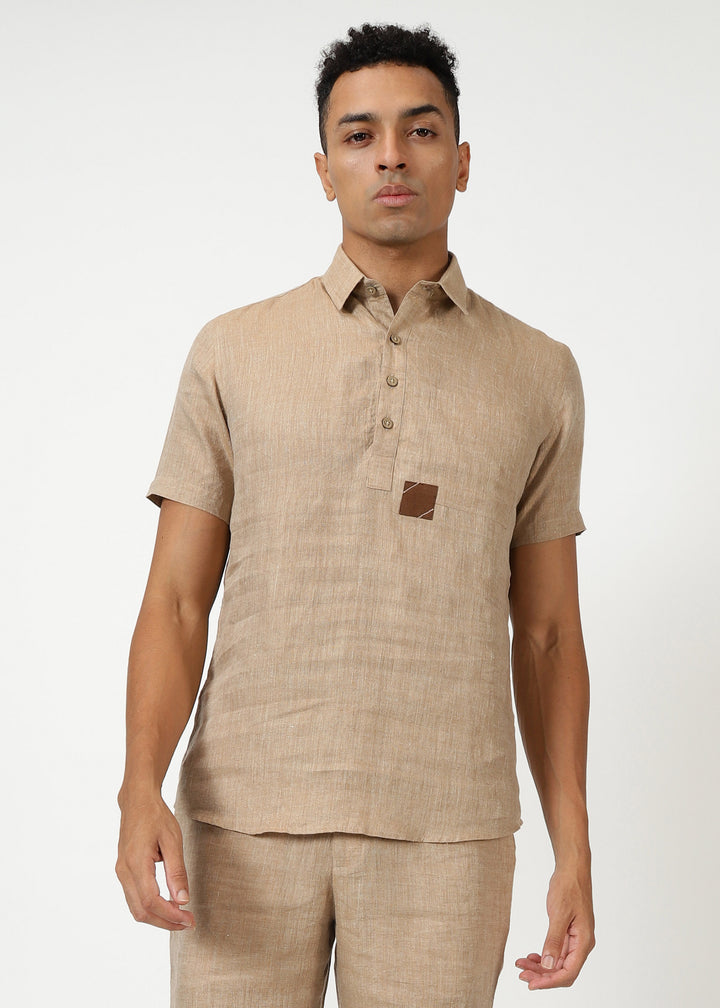 Matteo Pure Linen T-Shirt Mocha
