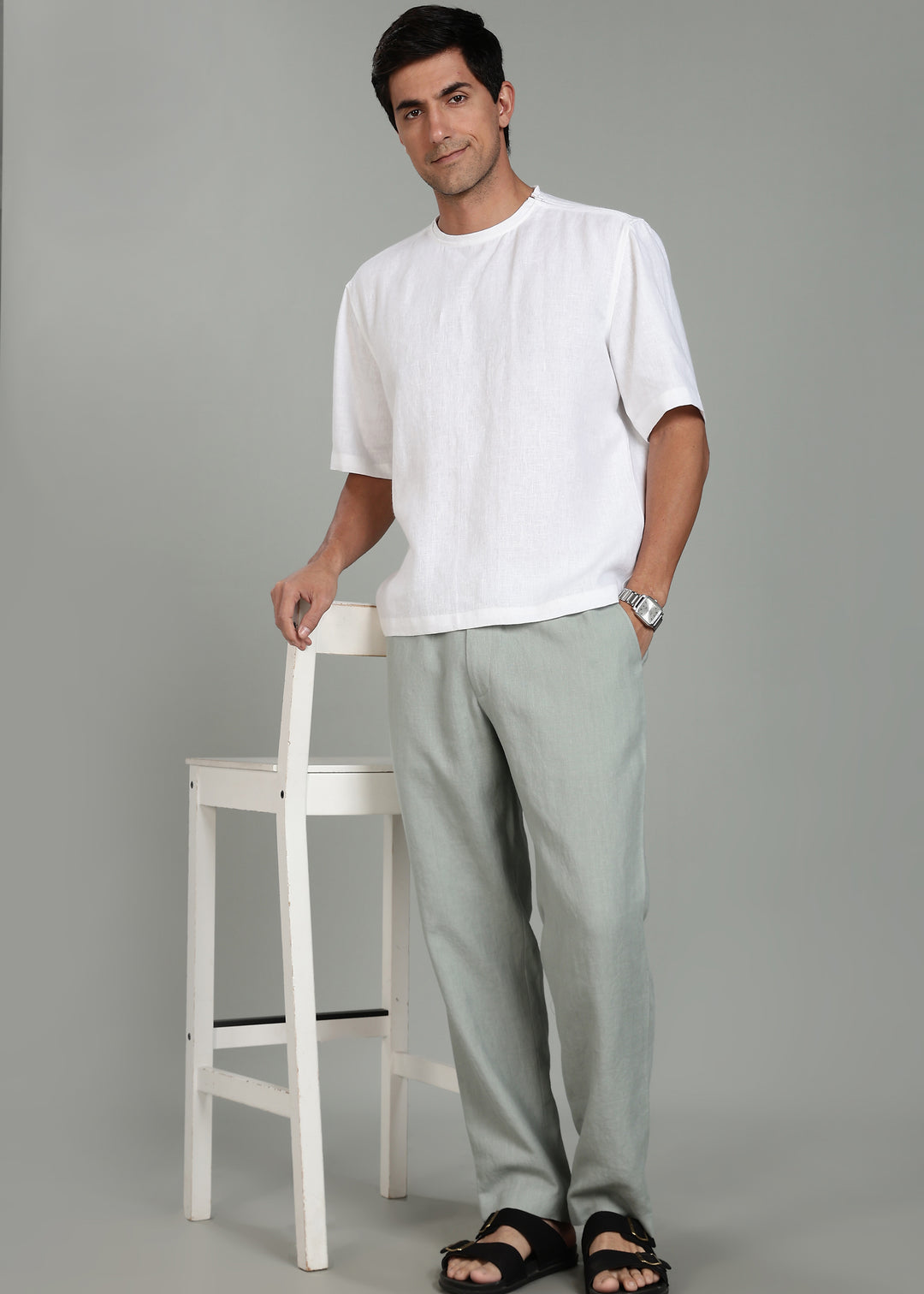Nash - Pure Linen Oversized T shirt - White