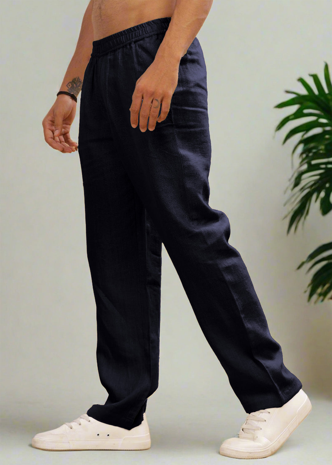 Breeze- Linen Casual Elastic Pants -  Regal Blue