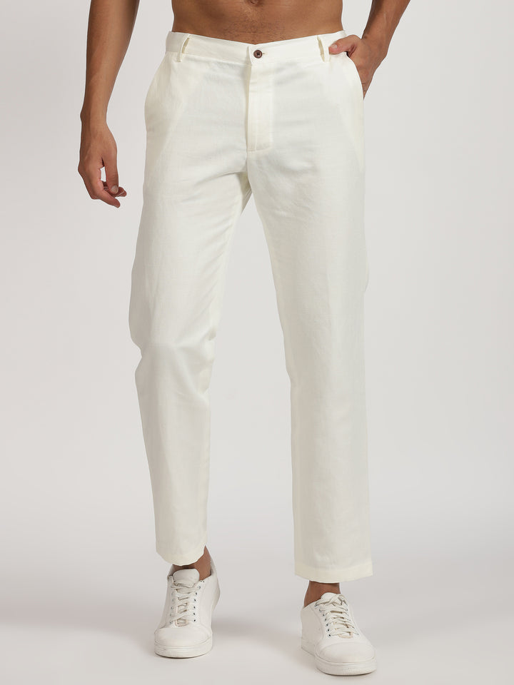 Ian Chino Pants - Men's Linen Trousers - Off White
