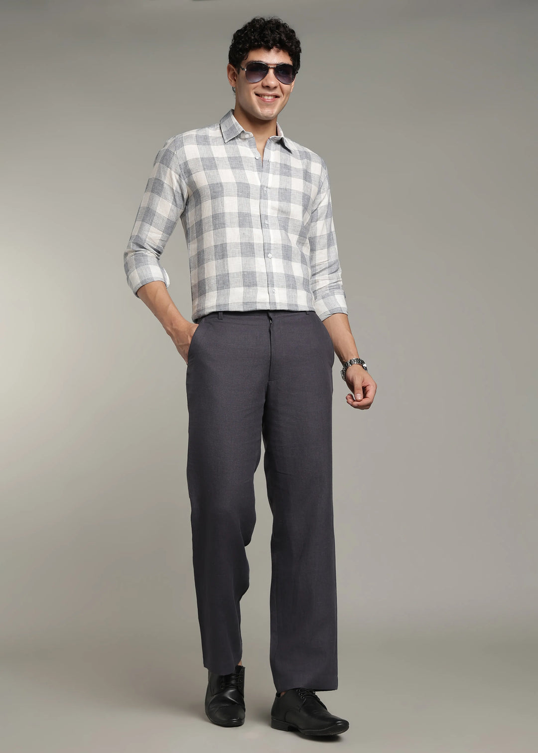 Ray - Pure Linen Trousers - Seal Grey