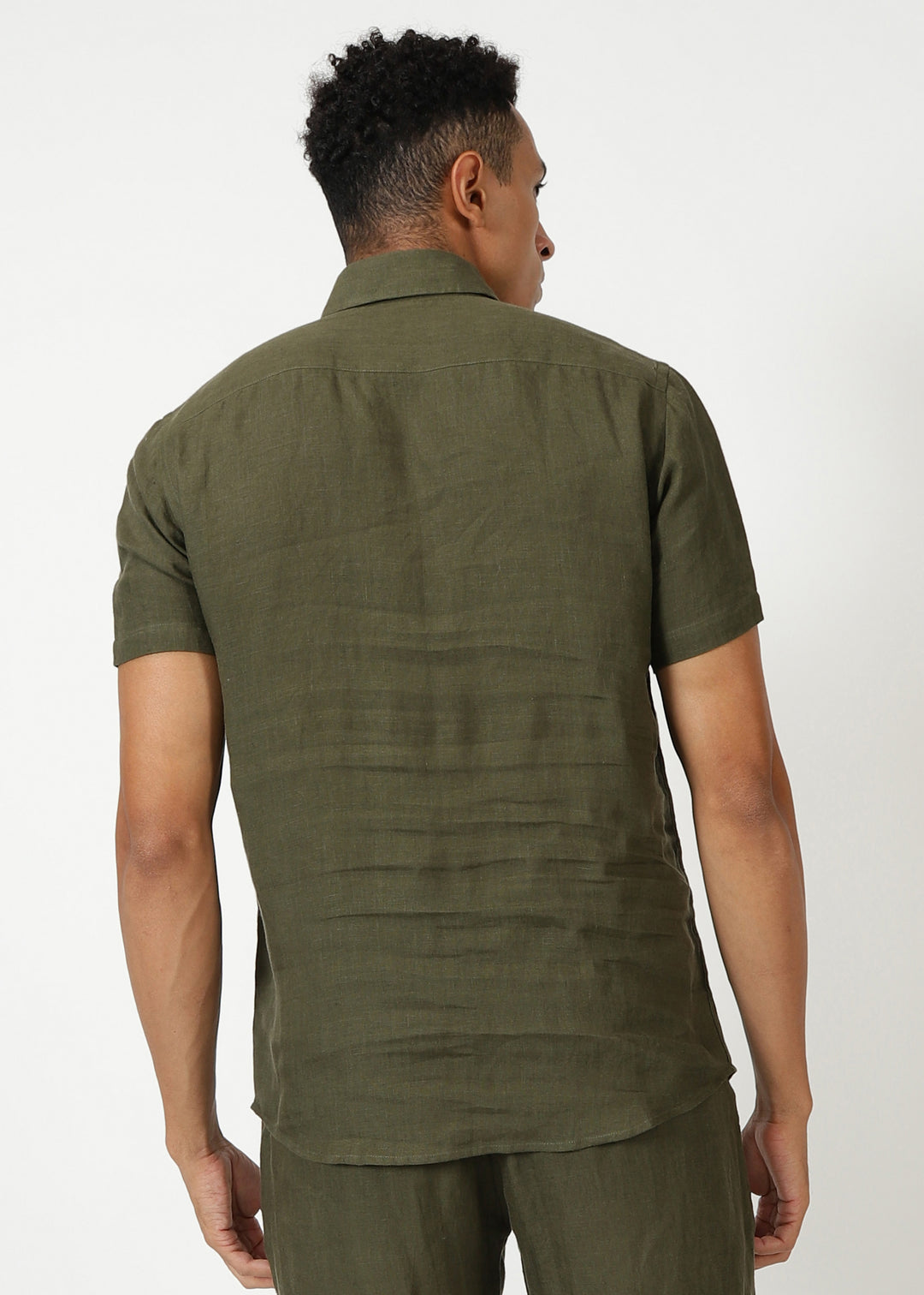 Matteo Pure Linen T-Shirt - Moss Green