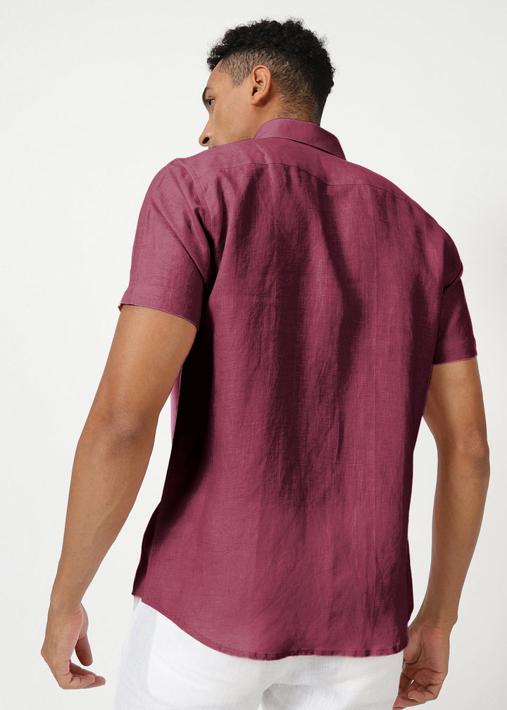 Harvey - Pure Linen Half Sleeve Shirt - Twilight Purple