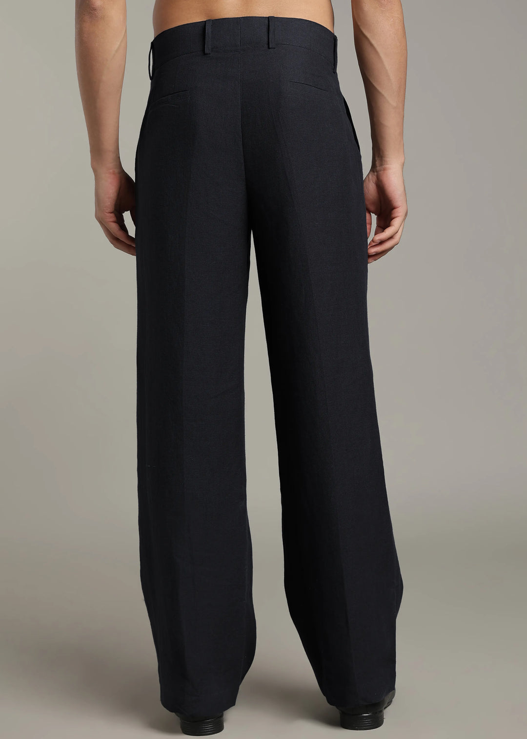 Ashford - Pure Linen Double Pleated High Waisted Trousers - Regal Blue