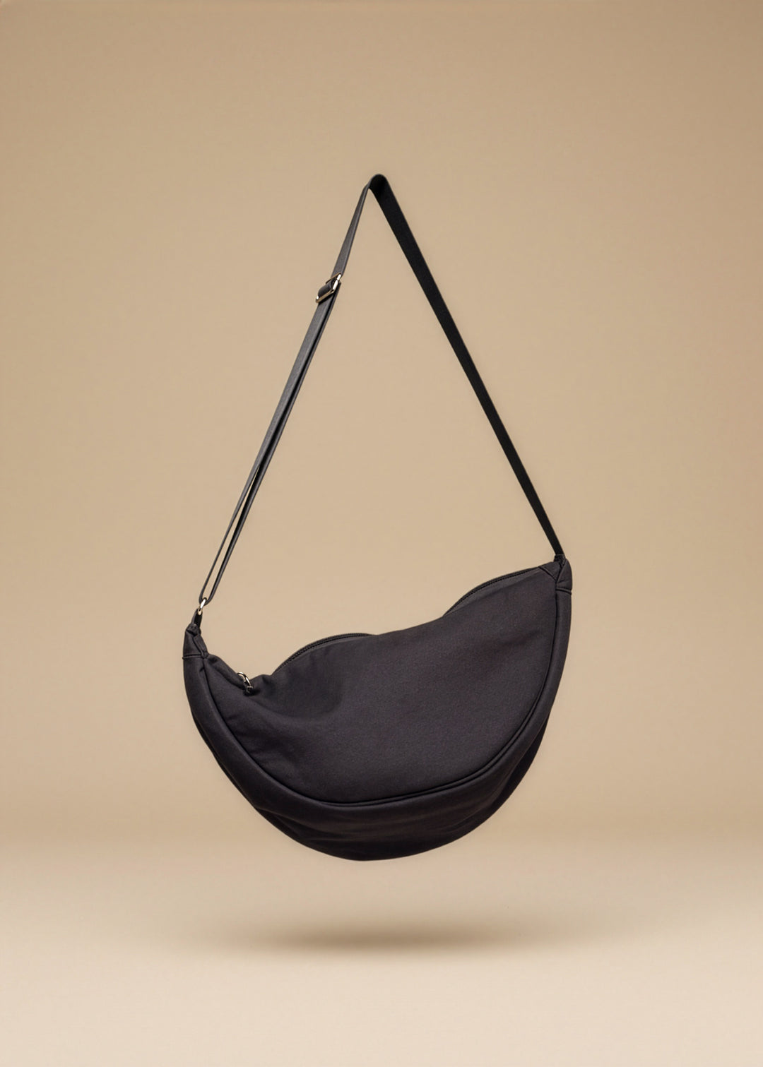 Linen Up-cycled Moon Bag - Black