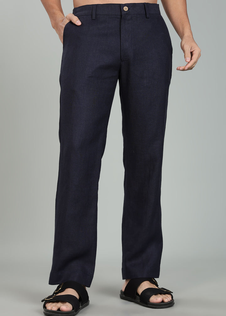 Ray Pants - Pure Linen Pants - Regal Blue