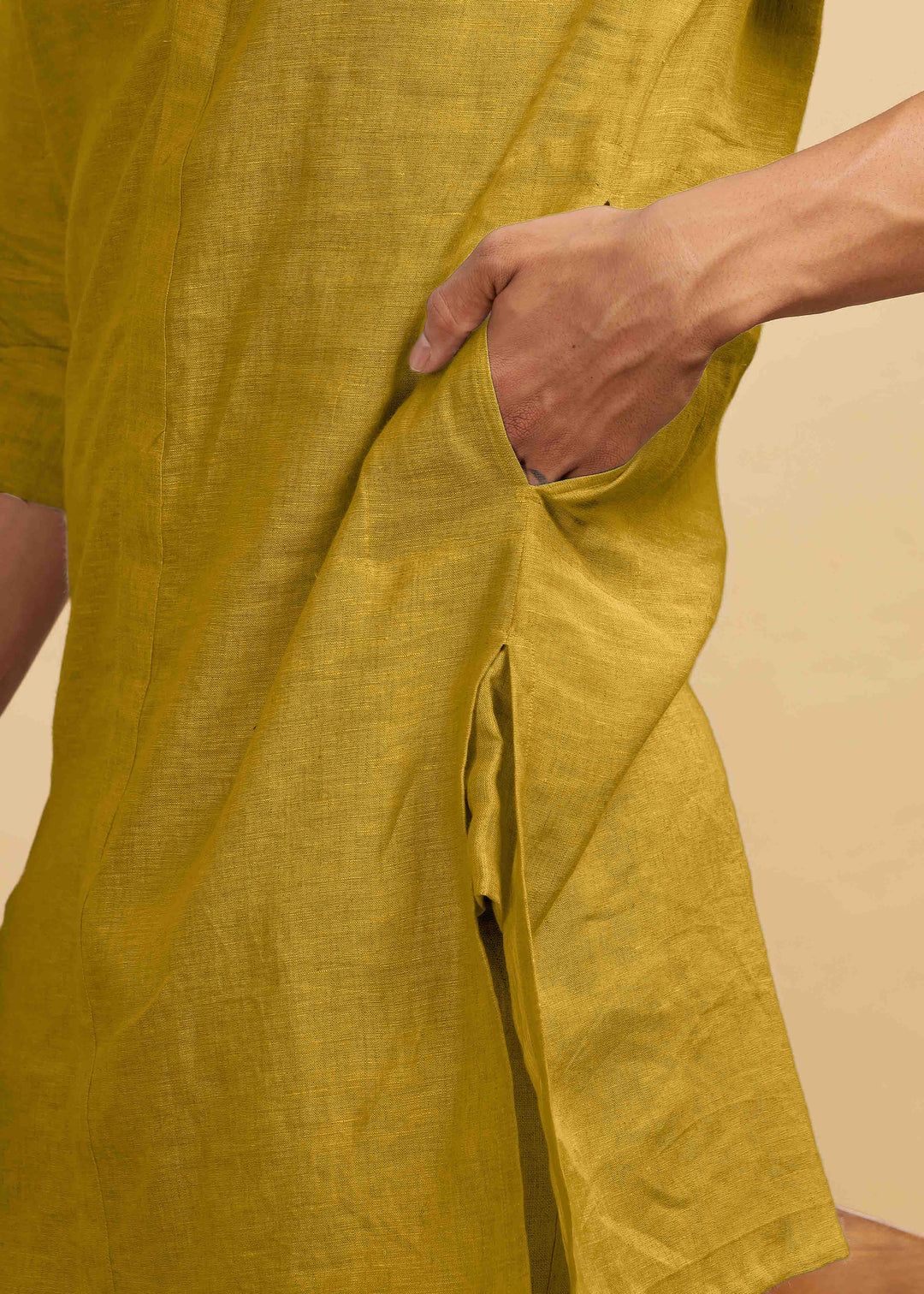 Sid Kurta - Pure Linen Kurta with Concealed Placket | Sunburst Yellow