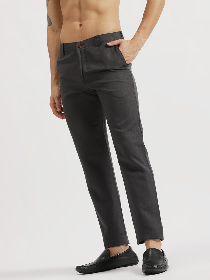 Ian Chino - Linen Trousers - Charcoal Grey