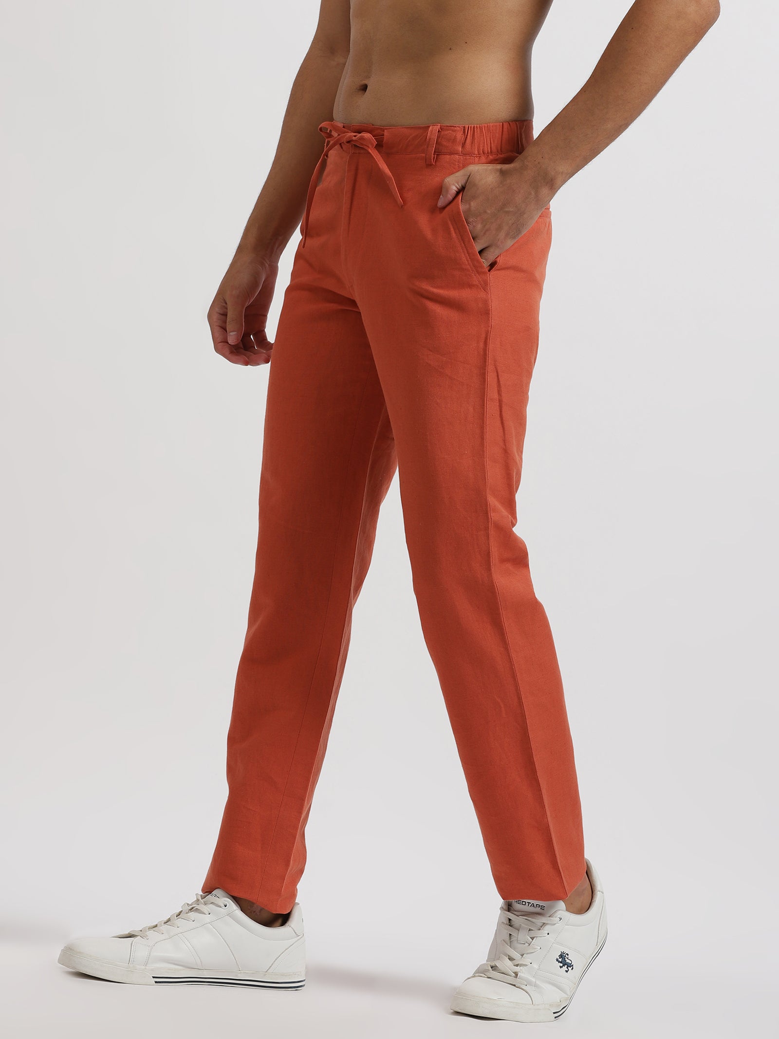 Polo Ralph Lauren L2304 Mens Orange Linen Double-Pleated Trouser Size 34x33  | eBay