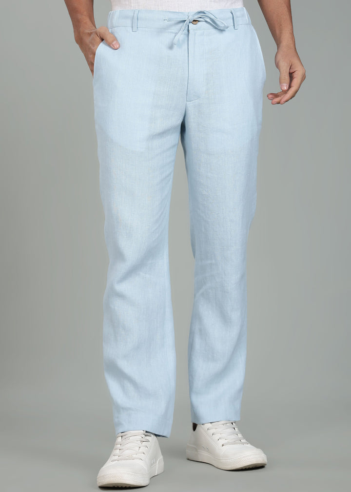 Theo - Linen Travel Pants - Pastel Blue