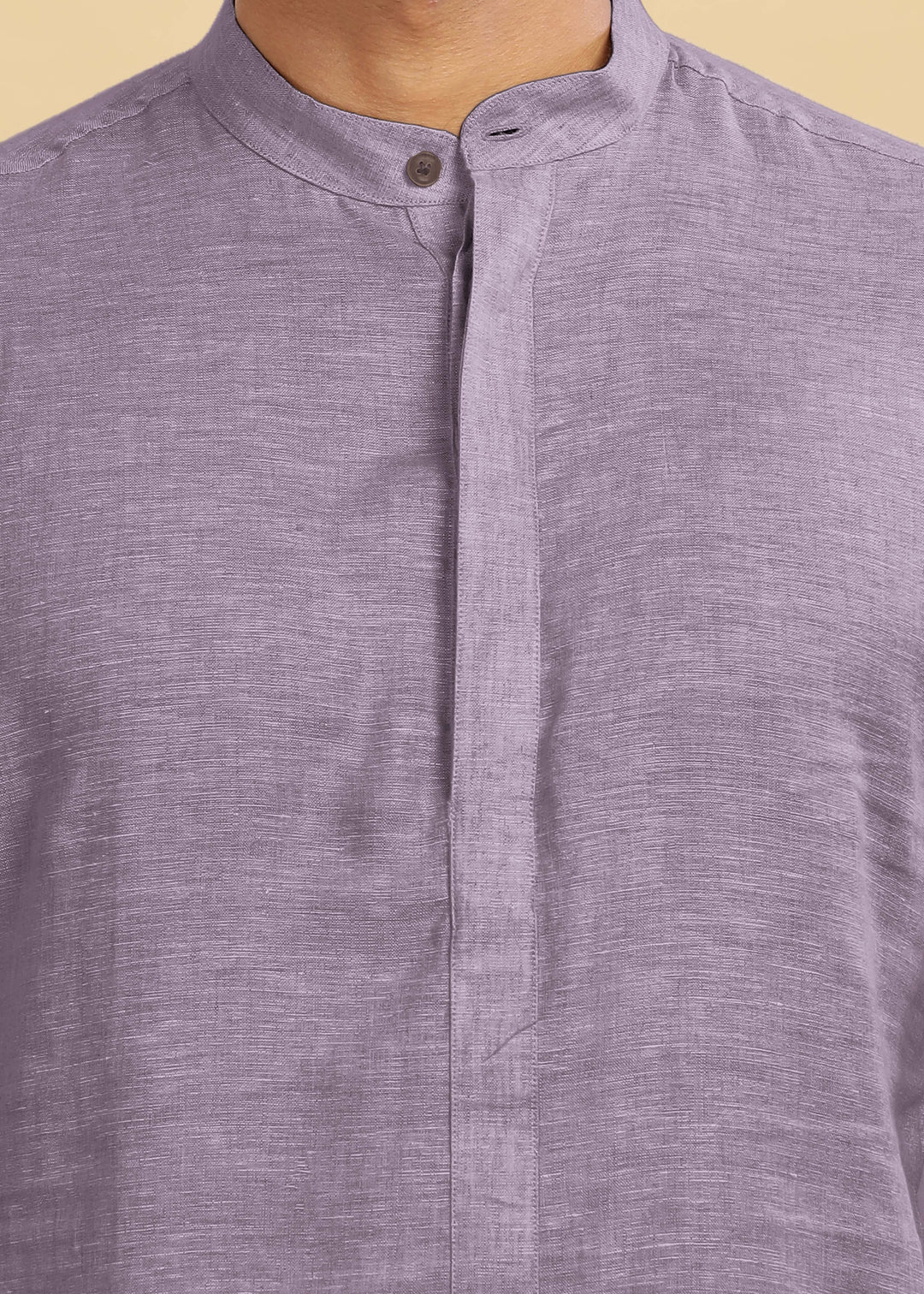 Sid Kurta - Pure Linen Kurta with Concealed Placket | Misty Lilac