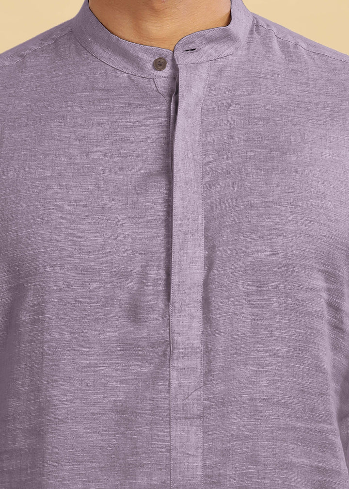 Sid Kurta - Pure Linen Kurta with Concealed Placket | Misty Lilac