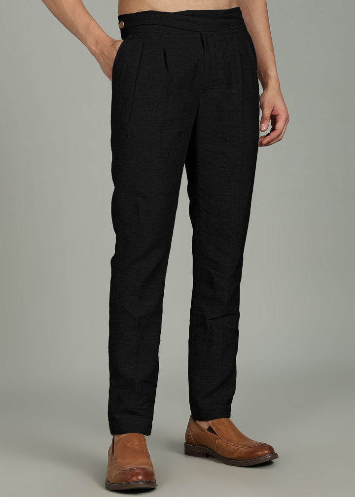 Juan - Pure Linen Italian Inspired Formal Trousers – Black