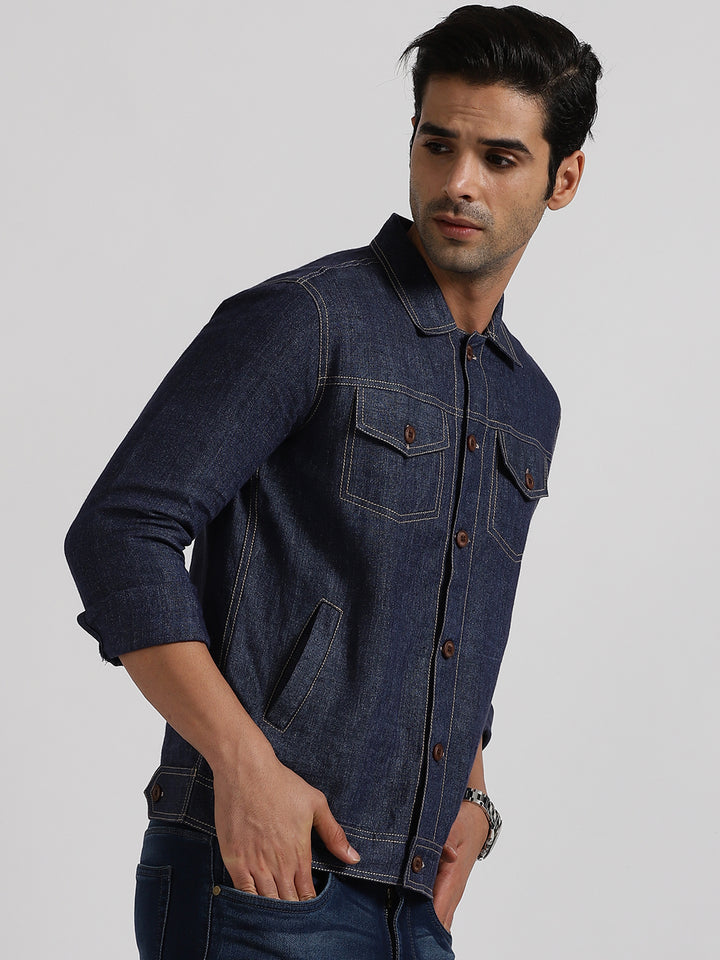 Denim Linen Jacket & Jogger Co-Ord Set