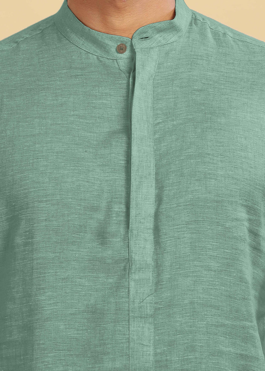 Sid Kurta - Pure Linen Kurta with Concealed Placket | Spring Green