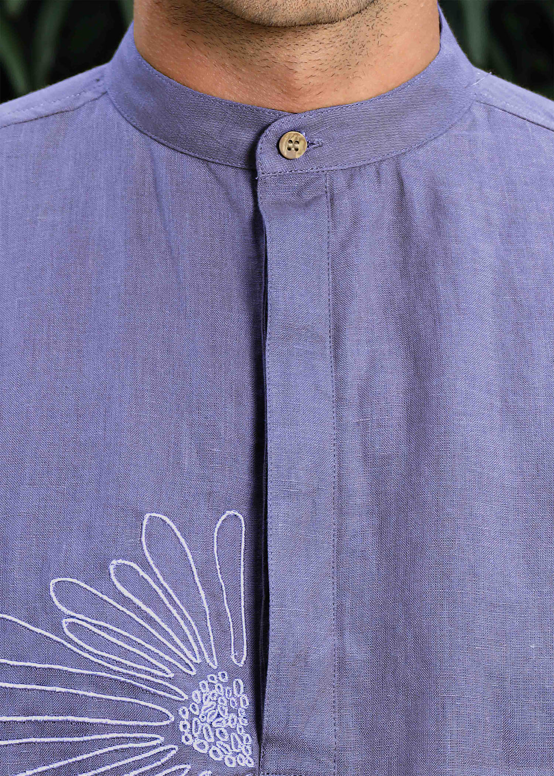 Yash Kurta - Pure Linen Kurta with Floral Embroidery | Lavender Violet