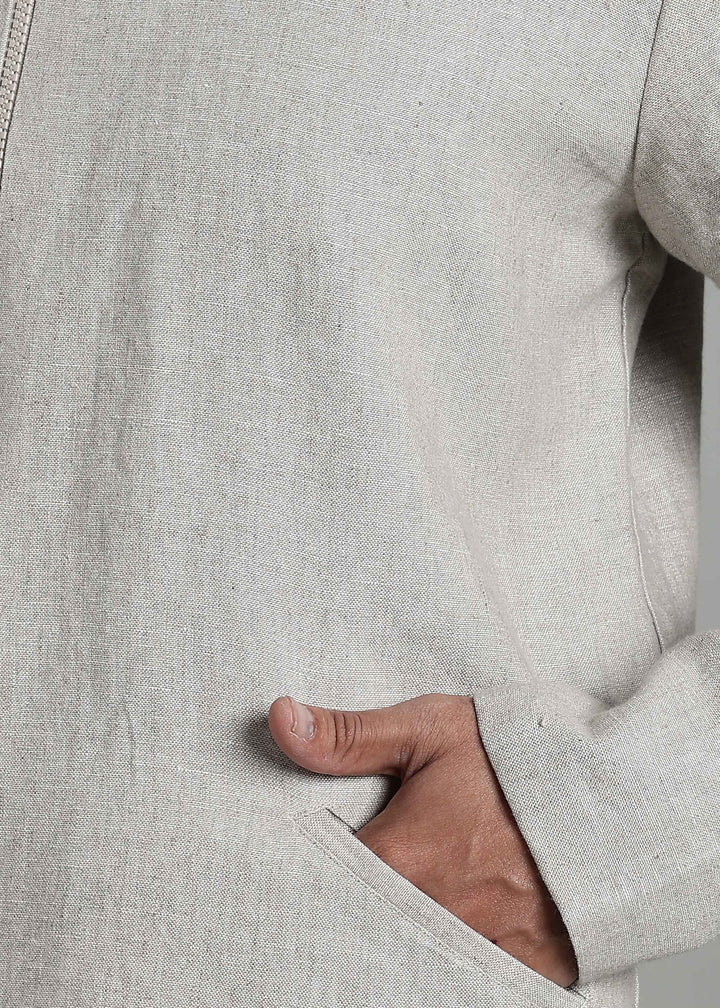 Flux - Pure Linen Reversible Jacket - Ecru and Regal Blue