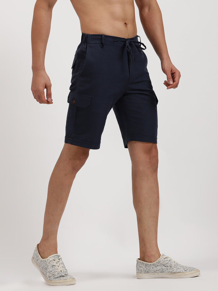 Reed - Linen Shorts - Navy (Factory Rescue)