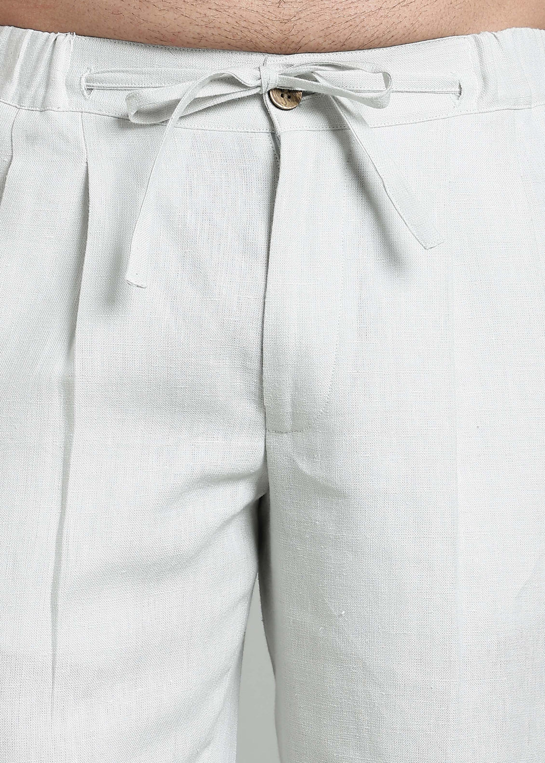 Lume - Pure Linen Relaxed Fit Pleated Trousers - Powder Blue