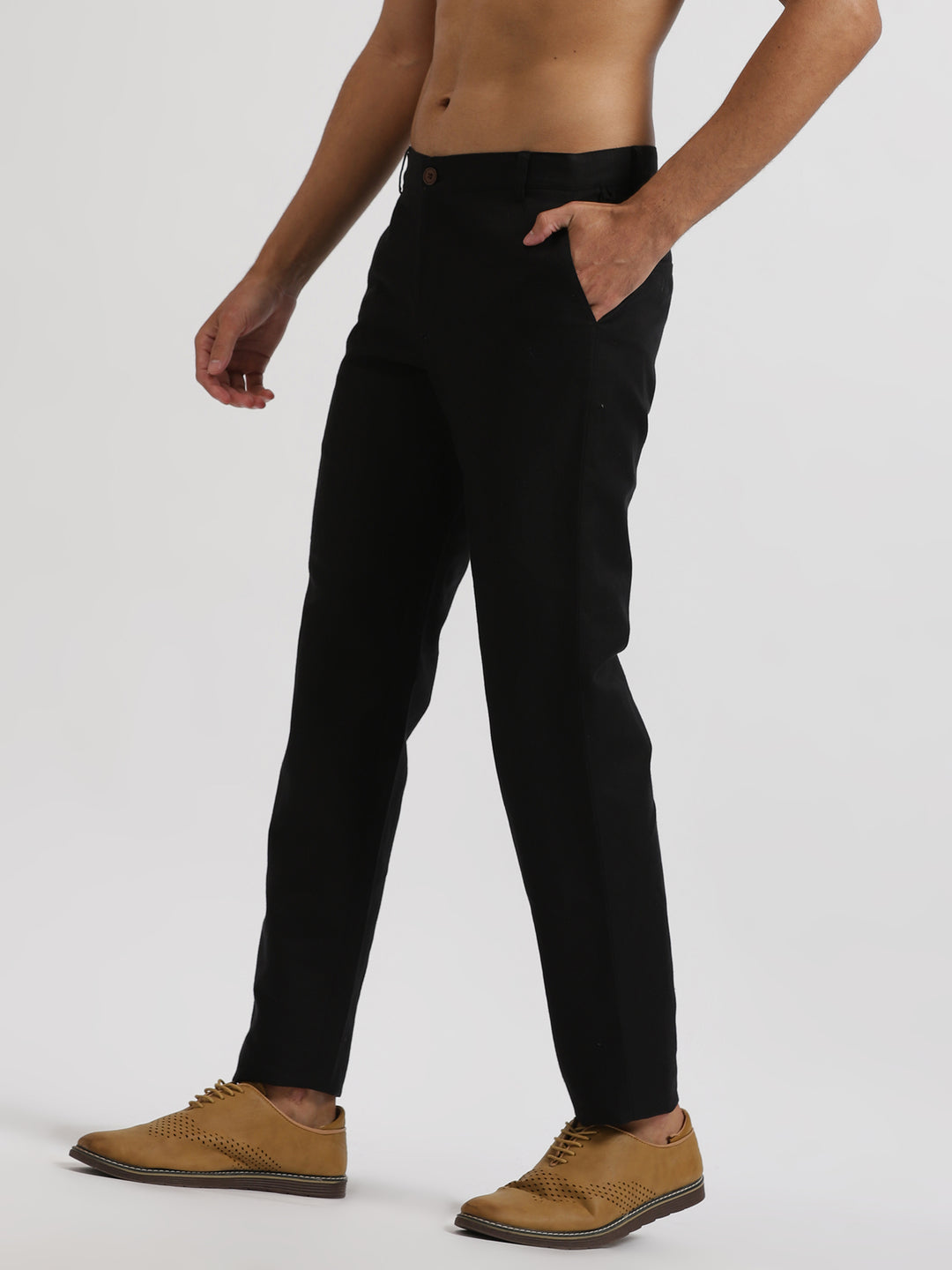 Midnight Chic Set Look | Buttoned Down Black Linen Shirt & Pure Black Trousers