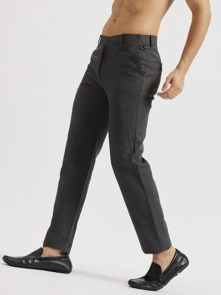 Ian Chino - Linen Trousers - Charcoal Grey