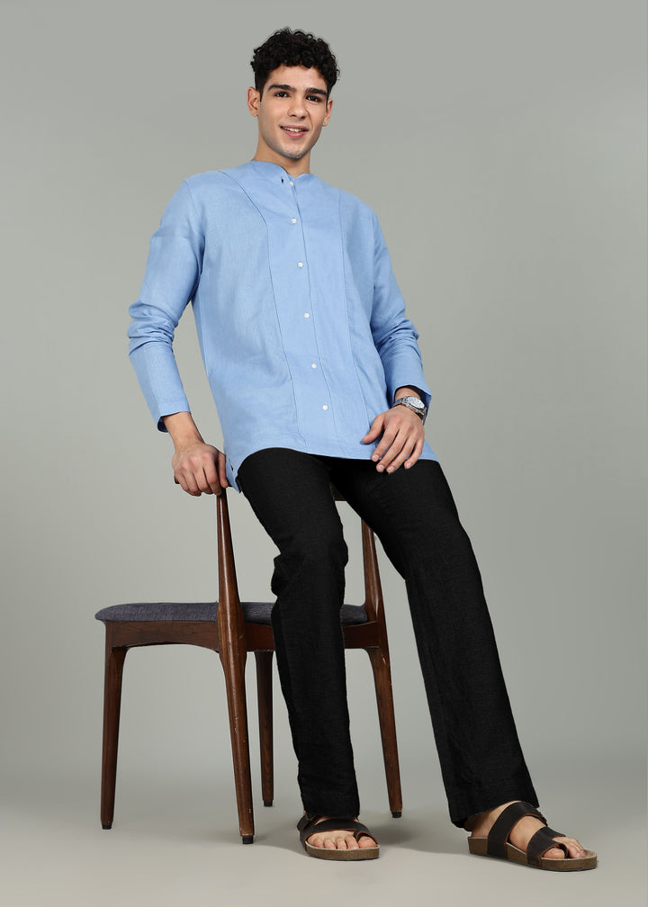 Gil - Pure Linen Kurta Pants - Black